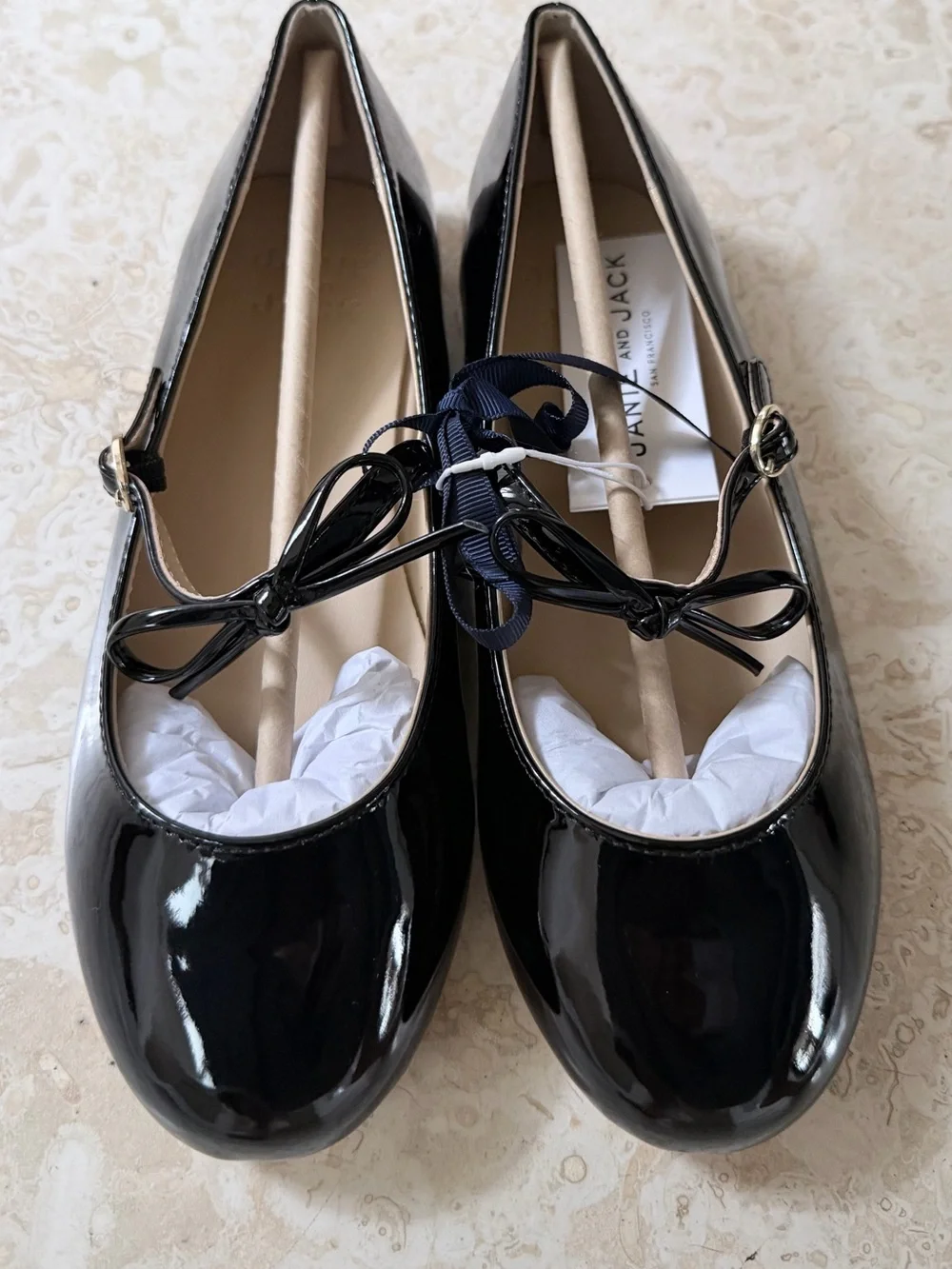 NWT Janie and Jack Patent patent bow ballet Flats Mary Jane styling